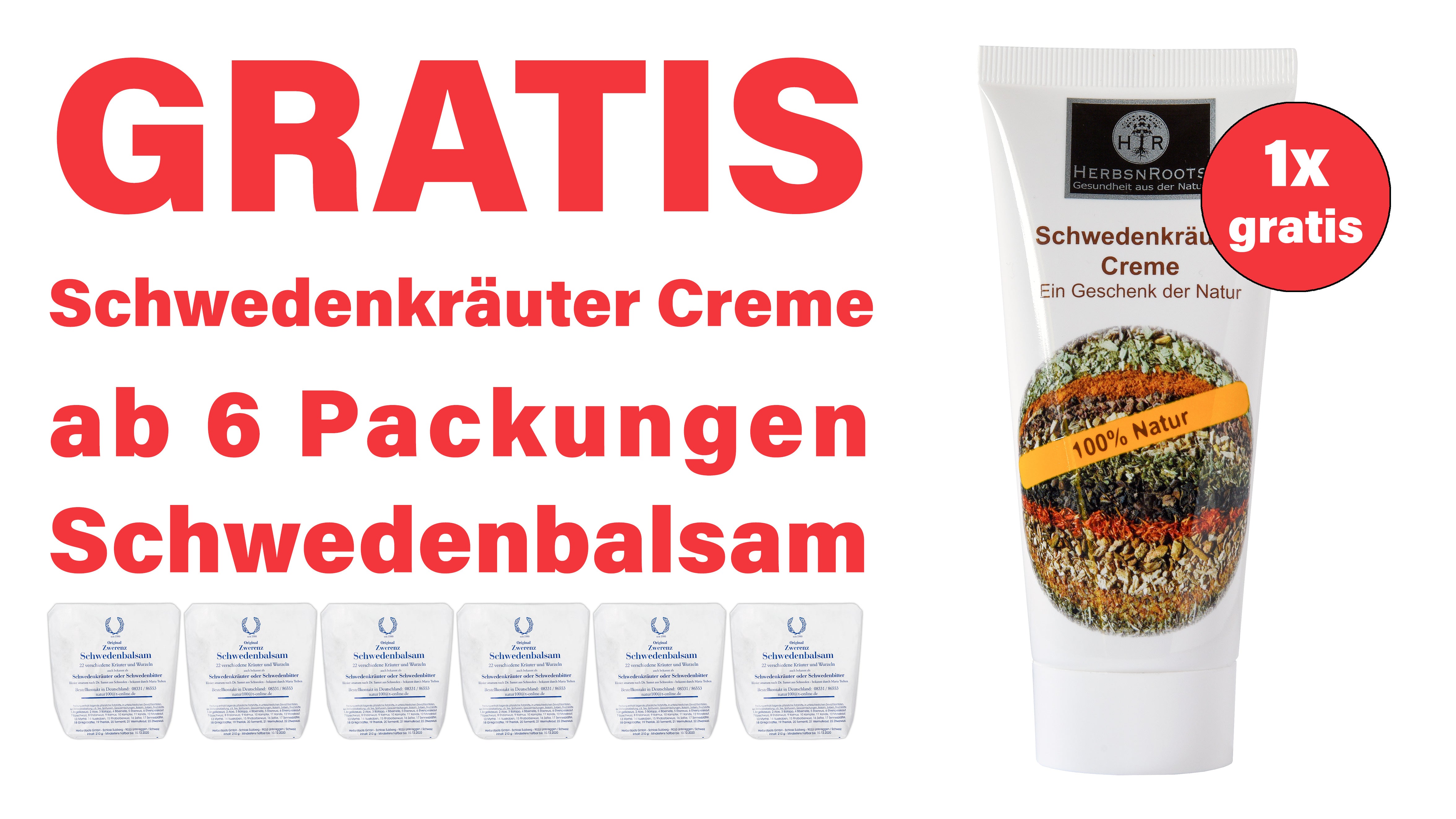 GRATIS Schwedenkräuter Creme ab 6 Packungen Schwedenbalsam!