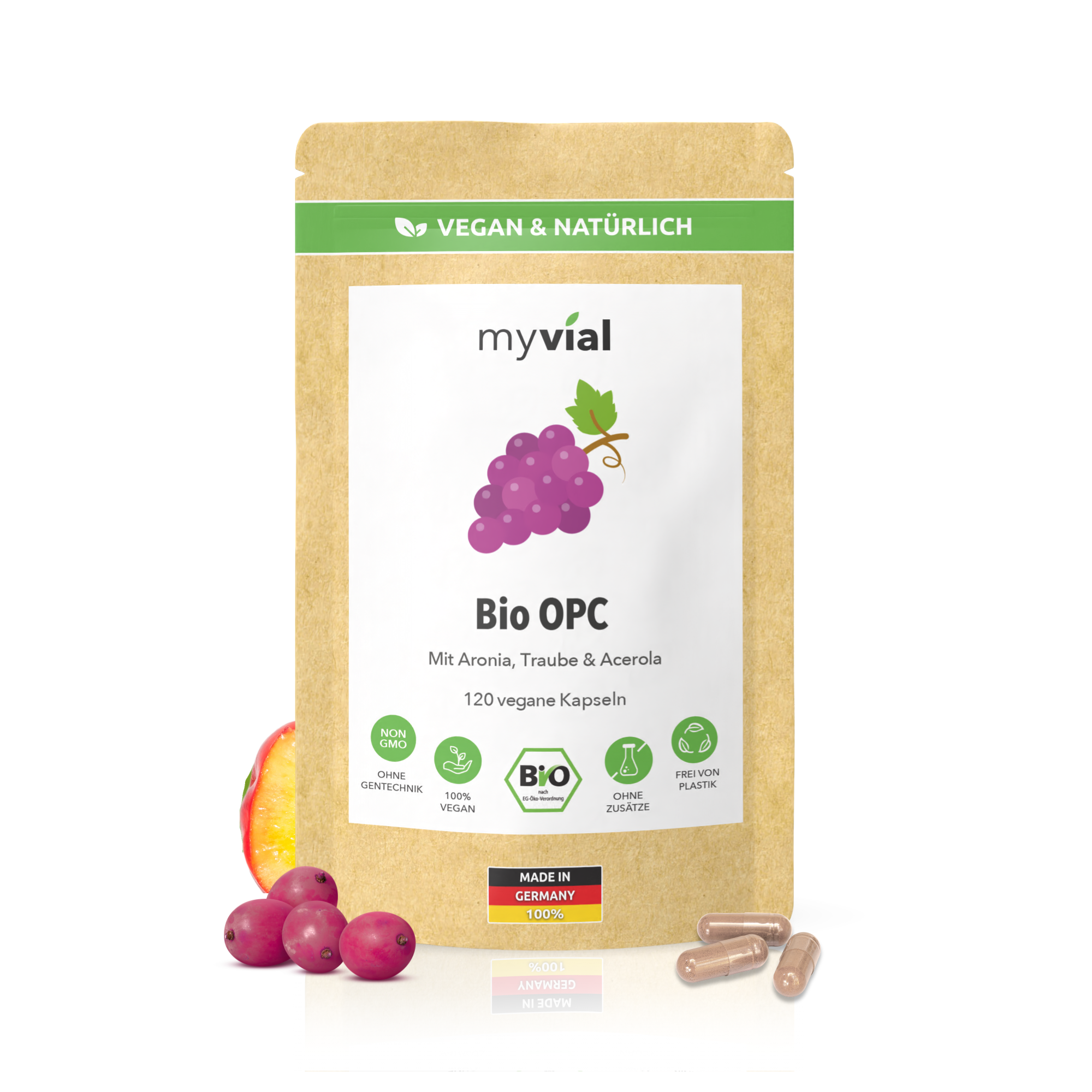 Bio OPC Kapseln – Mit Traubenkern, Aroniapulver & Vitamin C