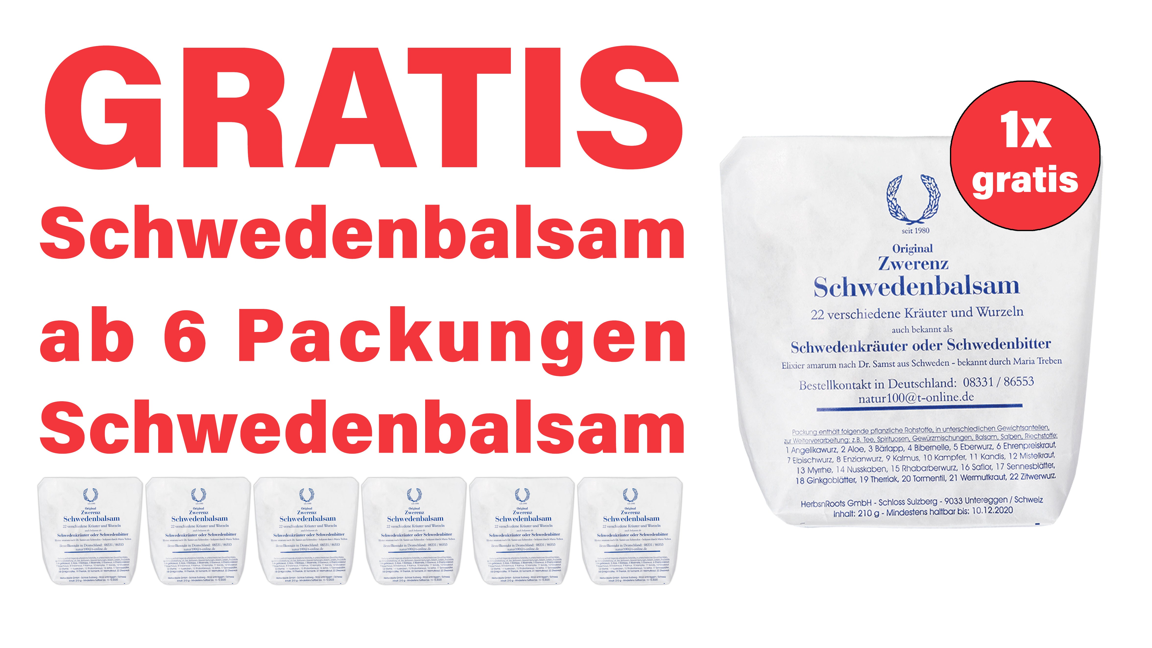 GRATIS Schwedenbalsam ab 6 Packungen Schwedenbalsam!